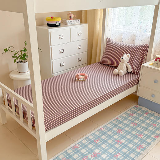 自然醒全棉磨毛加厚A版床笠--线素系列宿舍专用纯棉学生寝室床单人加厚床垫保护罩床罩JY 商品图1