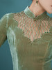 荷言HEYEN绿烟清辉 绿色编织真丝丝绒改良旗袍裙手工高级定制时装周 商品缩略图2