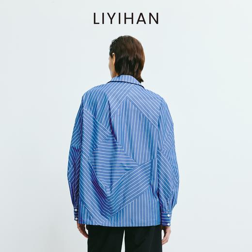 LIYIHAN 2025秋季新款棉质蓝色条纹衬衫女设计感小众长袖衬衣通勤 商品图5