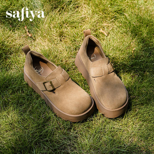 预售|Safiya/索菲娅2025小个子增高不累脚魔术贴百搭复古厚底勃肯鞋SFD3112124 商品图2