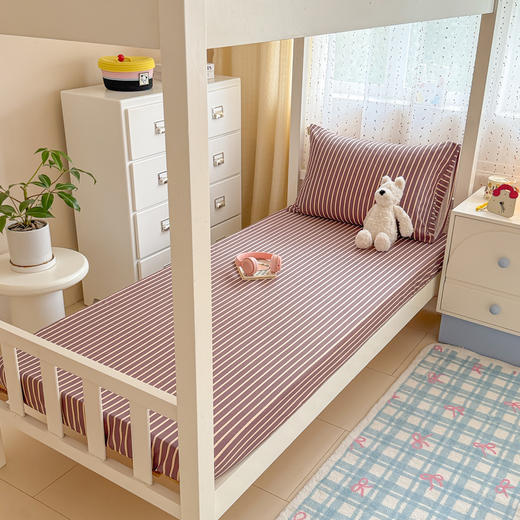 自然醒全棉磨毛加厚A版床笠--线素系列宿舍专用纯棉学生寝室床单人加厚床垫保护罩床罩JY 商品图2