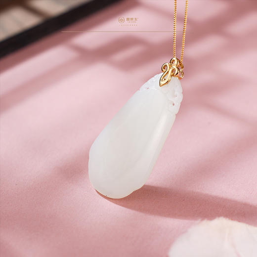 新疆国玉盟世玉【金珮玉牌】金镶羊脂玉挂件【带证书·顺丰物流】 商品图1