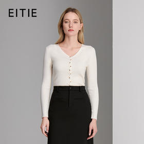 EITIE爱特爱V领长袖开百搭好穿针织衫8301006