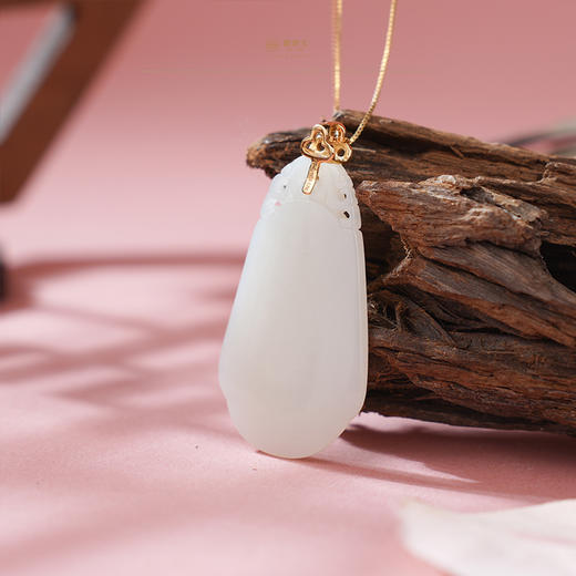 新疆国玉盟世玉【金珮玉牌】金镶羊脂玉挂件【带证书·顺丰物流】 商品图4