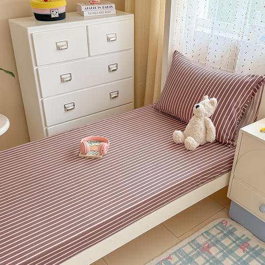 自然醒全棉磨毛加厚A版床笠--线素系列宿舍专用纯棉学生寝室床单人加厚床垫保护罩床罩JY 商品图4