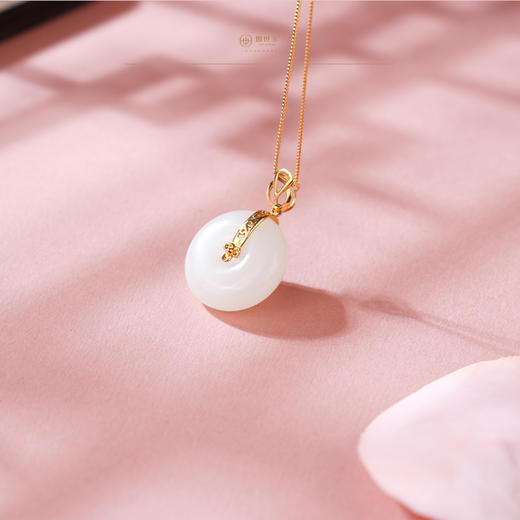 新疆国玉盟世玉【玉扣金缘】金镶羊脂玉挂扣【带证书·顺丰物流】 商品图3