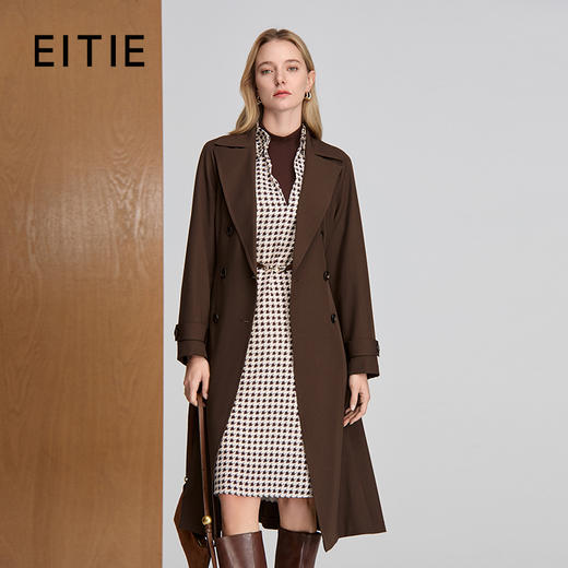 EITIE爱特爱复古收腰长款风衣伞型轮廓风衣8304004 商品图0