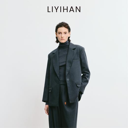LIYIHAN林中路 2025秋新款通勤羊毛西装灰色女外套小众设计感 商品图0