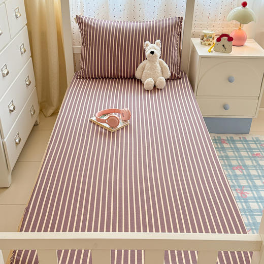 自然醒全棉磨毛加厚A版床笠--线素系列宿舍专用纯棉学生寝室床单人加厚床垫保护罩床罩JY 商品图6