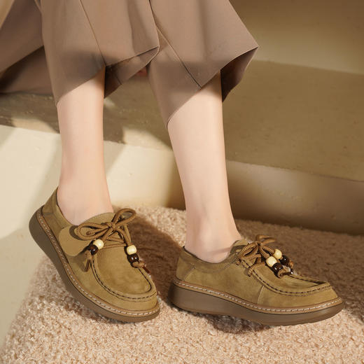 【秋季新款】西村名物2025年秋季新款厚底防滑平跟软底舒适乐福鞋深口单鞋T25CM31541 商品图4