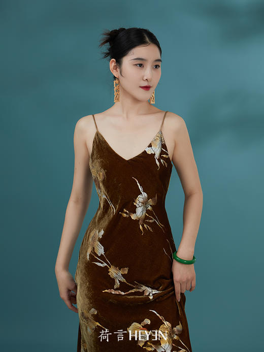 荷言GL 熔金 锦绒一枝花鎏金丝绒吊带（可搭配合璧） 商品图3