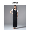 VIMAGE纬漫纪高腰简约百搭黑色廓形长款显瘦半身裙夏季新款V2301939 商品缩略图2