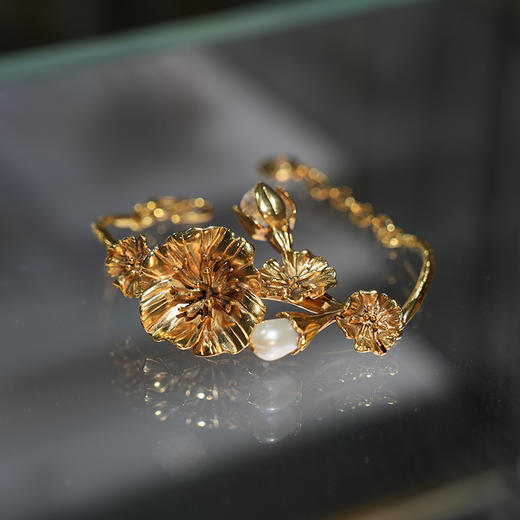 北京仓｜Goossens Paris-Fleur de Pavot-虞美人 金色 珍珠 手镯［法国设计师］ 商品图2