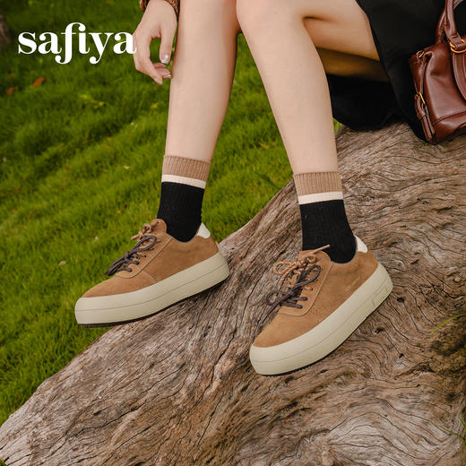 预售|Safiya/索菲娅2025复古百搭圆头细带休闲透气户外运动厚底板鞋SFD3112037 商品图8