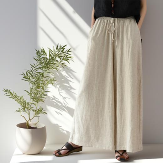 现货 臣禾	【舒服裤】砂洗瑜伽裤亚麻系绳休闲阔腿裤	JZ252060775 商品图7