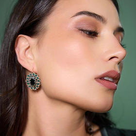 订购8周到｜Lorina Balteanu-ECATERINA-祖母绿色 椭圆形 耳环［法国设计师］