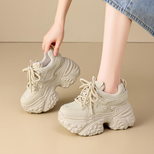 [增高8cm]百搭运动风女士休闲鞋2025新款时尚潮流老爹鞋 X85BQ616655 商品图3