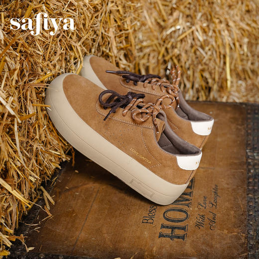 预售|Safiya/索菲娅2025复古百搭圆头细带休闲透气户外运动厚底板鞋SFD3112037 商品图2