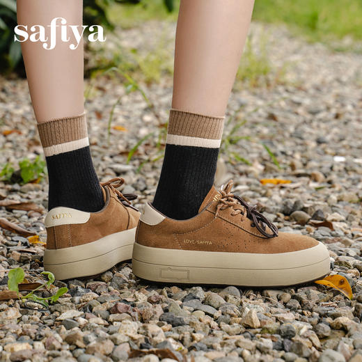 预售|Safiya/索菲娅2025复古百搭圆头细带休闲透气户外运动厚底板鞋SFD3112037 商品图7