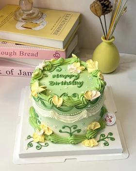 绿色系复古裱花蛋糕