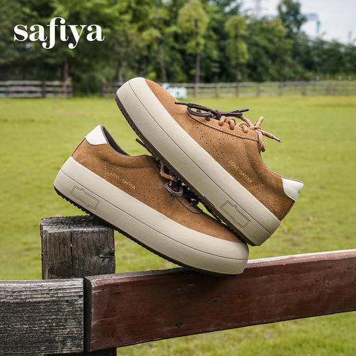 预售|Safiya/索菲娅2025复古百搭圆头细带休闲透气户外运动厚底板鞋SFD3112037 商品图1