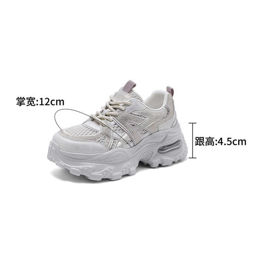 西村名物2025新款百搭休闲老爹鞋女厚底轻便舒适运动鞋网面运动风女鞋 X85YCM2761 商品图12