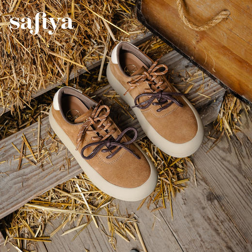 预售|Safiya/索菲娅2025复古百搭圆头细带休闲透气户外运动厚底板鞋SFD3112037 商品图3
