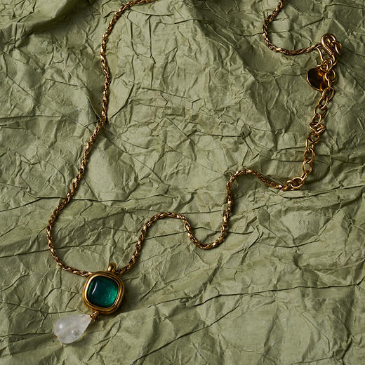 北京仓｜Goossens Paris-RENAISSANCE-湖水绿 水滴 吊坠 项链［法国设计师］ 商品图4