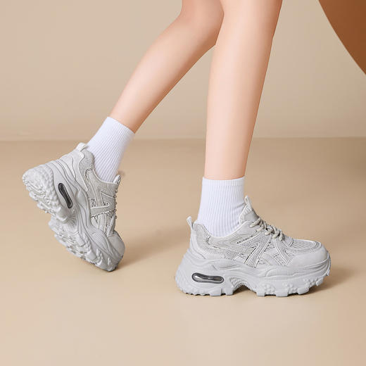 西村名物2025新款百搭休闲老爹鞋女厚底轻便舒适运动鞋网面运动风女鞋 X85YCM2761 商品图7