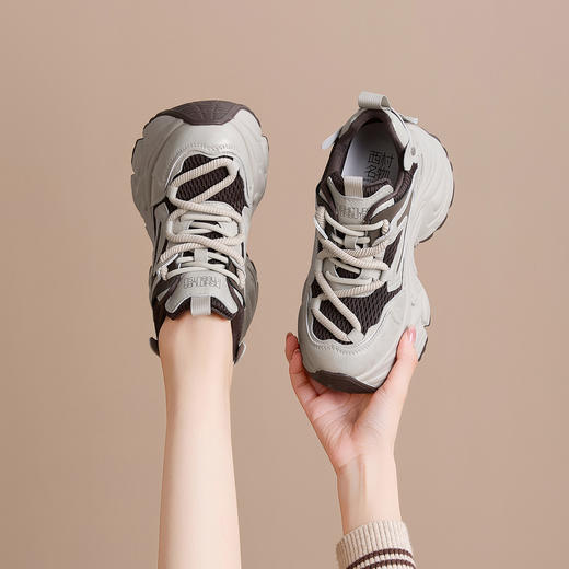 [增高9cm]西村名物2025新款时尚百搭老爹鞋女网面舒适厚底休闲鞋 X85BQ683623 商品图6