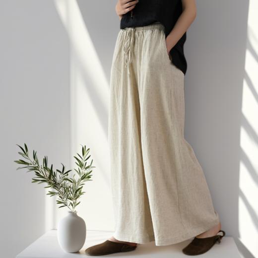 现货 臣禾	【舒服裤】砂洗瑜伽裤亚麻系绳休闲阔腿裤	JZ252060775 商品图8