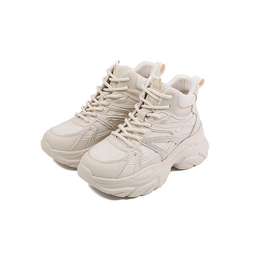 伊伴冬季百搭老爹鞋款加高靴筒护脚踝女时尚休闲鞋B25555205 商品图0