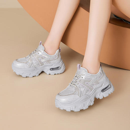 西村名物2025新款百搭休闲老爹鞋女厚底轻便舒适运动鞋网面运动风女鞋 X85YCM2761 商品图3