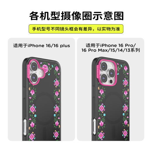 【旅行的回响】繁花花环 POPCASE手机壳 MagSafe Popcase磁吸款 黑色 花卉植物 iPhone16/15/14 商品图3