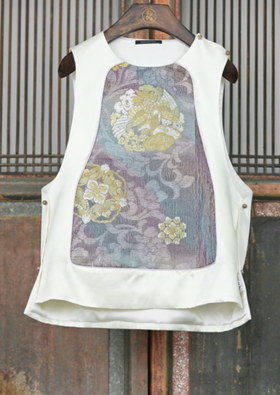 盛唐牡丹盛奢系列 | 丝毛拼西阵织圆领马甲