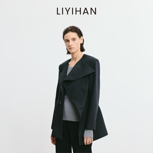 LIYIHAN 2025秋季新款通勤高级羊毛圆领西装女灰色外套小众设计感 商品图2