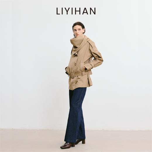 LIYIHAN 2025秋季新款通勤棉质卡其色短款风衣外套女小众设计感 商品图4