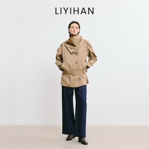 LIYIHAN 2025秋季新款通勤棉质卡其色短款风衣外套女小众设计感 商品图2