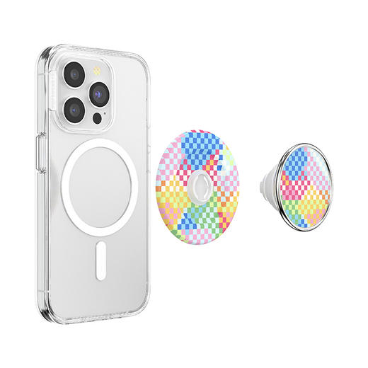 【旅行的回响】多彩马赛克·MagSafe圆啪嗒 MAGSAFE磁吸手机气囊支架 Round圆啪嗒系列 彩虹色 格纹 商品图3