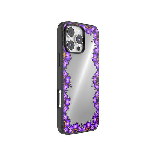 【旅行的回响】花间镜·紫 POPCASE手机壳 MagSafe Popcase磁吸款 紫色 镜面壳 花卉植物 iPhone16/15/14 商品图0