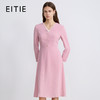 EITIEEITIE爱特爱法式气质优雅V领撞色收腰粉色长袖秋季新款连衣裙C2507840 商品缩略图0