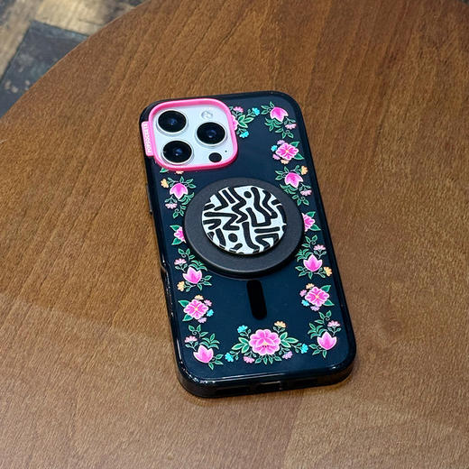 【旅行的回响】非洲泥染布 POPGRIP泡泡骚手机粘贴式气囊支架 Graphic平面系列 黑色 条纹 商品图1