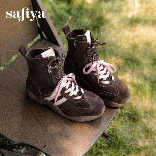 Safiya/索菲娅2025时尚拳击靴复古反绒休闲百搭运动高帮德训鞋SFD4116060 商品图2