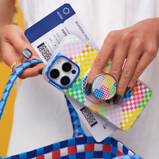 【旅行的回响】多彩马赛克·MagSafe圆啪嗒 MAGSAFE磁吸手机气囊支架 Round圆啪嗒系列 彩虹色 格纹 商品图1