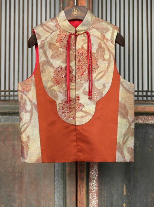 盛唐牡丹盛奢系列 | 花卉西阵织小立领马甲 商品图0