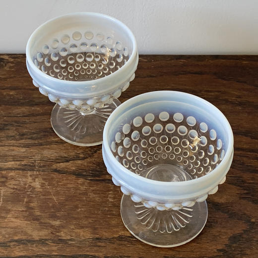 美国1950s Anchor Hocking Moonstone高脚甜品碗 商品图0