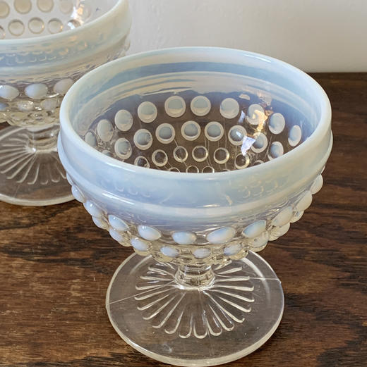 美国1950s Anchor Hocking Moonstone高脚甜品碗 商品图1