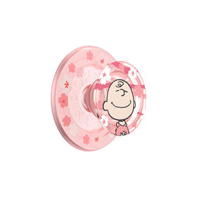 【史努比幸福花丛】樱花树下的查理·MagSafe圆啪嗒 MAGSAFE磁吸手机气囊支架 Round圆啪嗒系列 粉色 Snoopy 卡通