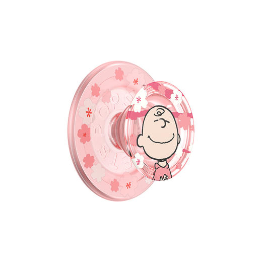 【史努比幸福花丛】樱花树下的查理·MagSafe圆啪嗒 MAGSAFE磁吸手机气囊支架 Round圆啪嗒系列 粉色 Snoopy 卡通 商品图0