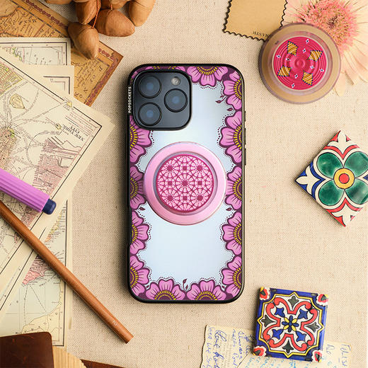 【旅行的回响】玫瑰花砖·MagSafe圆啪嗒 MAGSAFE磁吸手机气囊支架 Round圆啪嗒系列 红色 商品图1